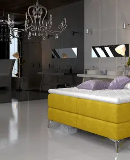 Postele NABBI Amika 160 čalúnená manželská posteľ s úložným priestorom žltá