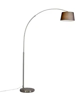 Oblúkové lampy Moderná oceľová oblúková lampa s čiernym látkovým tienidlom - Arc Basic