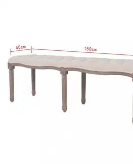 Lavice a stoličky Lavica ľan / drevo Dekorhome Krémová