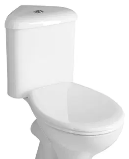 Kúpeľňa AQUALINE - CLIFTON Rohový WC kombi misa s nádržkou vrátane splachovacej súpravy, biela FS1PK