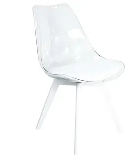 Stoličky do obývačky Stolička Camila transparentná/biele sedadlo/biele nohy