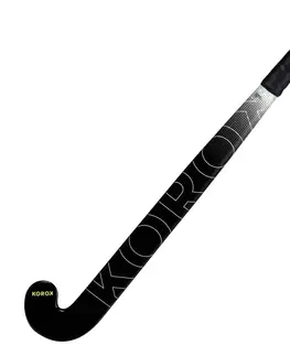 hokej Hokejka na pozemný hokej pre začiatočníkov sklené vlákno midbow FH100 čierno-biela