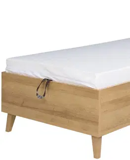 Postele posteľ MALMO, dub zlatý/biela