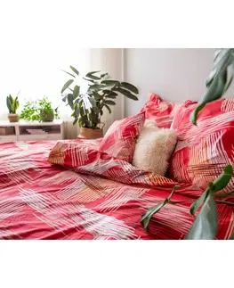 Obliečky Jahu Bavlnené obliečky Red righe, 140 x 200 cm, 70 x 90 cm, 40 x 40 cm