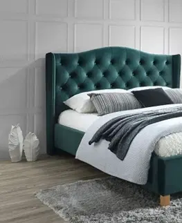 Manželské postele ASPENA VELVET čalúnená posteľ 160, zelený zamat