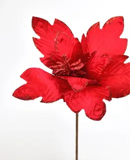 Vianočné dekorácie Kvet poinsettie červená zápich, pr. 30 cm