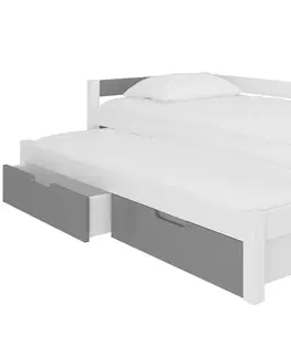 Postele NABBI Filis detská posteľ s prístelkou 90x200 cm biela / sivá