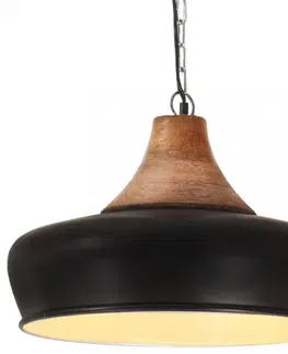 Osvetlenie Závesná lampa čierna / mangovníkové drevo Dekorhome 26 cm