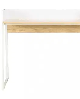 Pracovné stoly Písací stôl DTD / kov Dekorhome Biela / dub