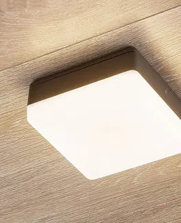 Vonkajšie stropné svietidlá Lucande Stropné LED svietidlo Thilo IP54 sivé 16 cm HF