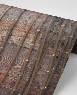 Tapety s imitáciou dreva Tapeta exotický bambus na dreve