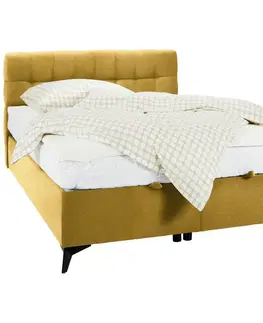 Postele s úložným priestorom Kontinentálna posteľ Magic, 140x200cm,žltá