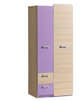 Spálňové šatníkové skrine Skriňa Lorento 01 jaseň coimbra/fialový