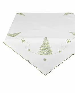Obrusy Forbyt Vianočný obrus Stromček bielo-zelená, 40 x 140 cm