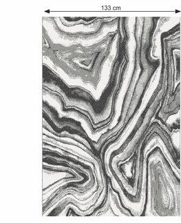 Koberce a koberčeky KONDELA Sinan koberec 133x190 cm biela / čierna / vzor
