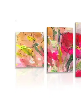Obrazy kvetov 5-dielny obraz zaujímavé kvetinové zátišie