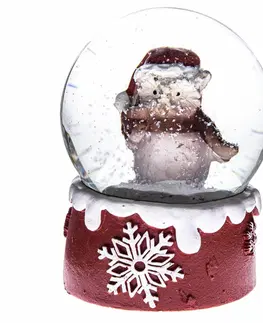 Vianočné dekorácie Vianočné snežítko Sova červená, 6,5 x 8,5 cm