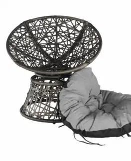 Záhradné stoličky a kreslá Otočné kreslo s vankúšom, sivá/čierna/svetlosivá, TRISS