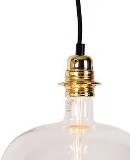 Zavesne lampy Závesná lampa zlatá 3-svetlá vrátane zlatého zrkadla stmievateľného - Cava Luxe