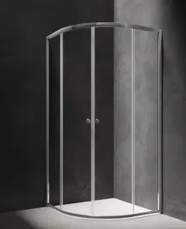 Sprchovacie kúty OMNIRES - BRONX sprchovací kút s posuvnými dverami štvrťkruh, 80 x 90 cm chróm / transparent /CRTR/ S203080/90CRTR