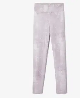nohavice Priedušné dievčenské legíny s potlačou fialové