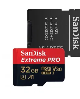 Pamäťové karty SanDisk Micro SDHC Extreme PRO 32 GB , SD adaptér, UHS-I U3, Class 10 - rýchlosť 100/90 MB/s