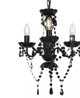 Osvetlenie Závesná lampa luster 3 x E14 Dekorhome Čierna