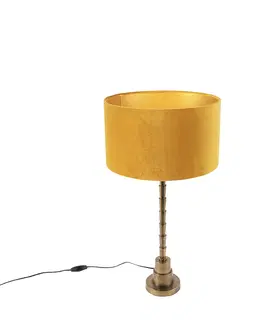 Stolove lampy Stolová lampa v štýle art deco so zamatovým odtieňom žltá 35 cm - Pisos