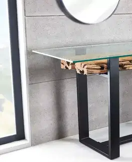 Konferenčné stolíky LuxD Dizajnová konzola Shark 150 cm teak