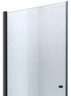 Sprchovacie kúty MEXEN - PRETORIA krídlové dvere 90x190 cm 6mm, čierne, transparent so stenovým profilom 852-090-000-70-00