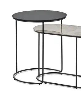 Coffee Tables 2 odkladacie stolíky s mramorovým vzhľadom a so skleneným povrchom