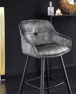Barové stoličky LuxD Dizajnová barová stolička Natasha sivý zamat