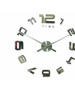 Hodiny 3D Nalepovacie hodiny DIY Clock Evevo 8232SXL, zrkadlové, 90-130cm