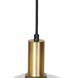 Zavesne lampy Dizajnové závesné svietidlo čierne so zlatým s dymovým sklom 4-svetlá - Zuzanna