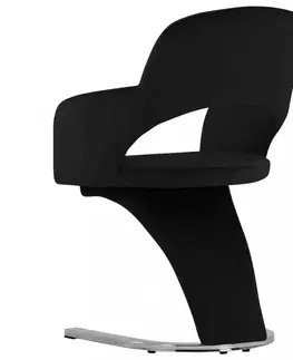 Jedálenské stoličky a kreslá Jedálenská stolička 4 ks zamat / chróm Dekorhome Čierna