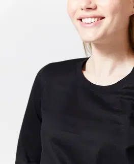 mikiny Dámske tričko s dlhým rukávom 100 čierne