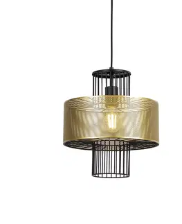 Zavesne lampy Dizajnová závesná lampa zlatá s čiernou 30 cm - Tess