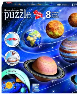 Hračky puzzle RAVENSBURGER - Planetárna sústava; 522 dielikov 3D