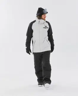 bundy a vesty Pánska snowboardová bunda SNB 100 sivá