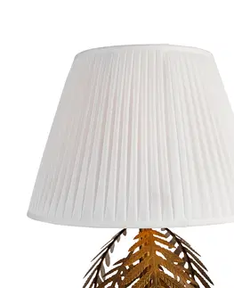 Stojace lampy Vintage stojaca lampa zlatá so skladaným odtieňom biela 45 cm - Botanica