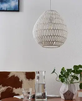 Závesné svietidlá Lindby Závesná lampa Danya z bieleho papiera 33 cm