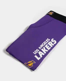 nohavice Pánske 3/4 spodné legíny na basketbal NBA Los Angeles Lakers fialové