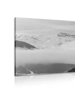 Čiernobiele obrazy Obraz zimná krajina v čiernobielom prevedení