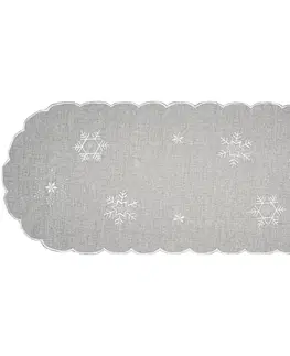 Obrusy Forbyt Vianočný obrus Vločky sivá, 40 x 90 cm