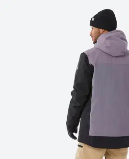 bundy a vesty Pánska snowboardová bunda SNB 500 Ziprotec fialová