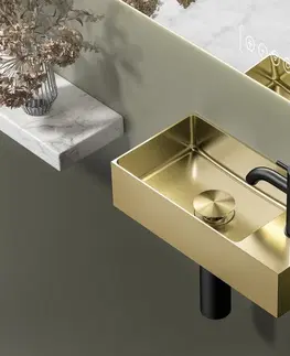 Kúpeľňa SAPHO - AURUM nerezové umývadlo, 36,5x18cm, vrátane výpuste, ľavá/pravá, zlato mat AU204