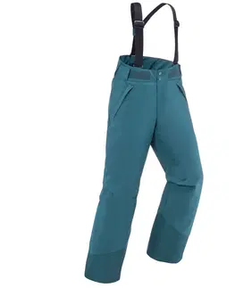 nohavice Detské lyžiarske nohavice PNF 500 nepremokavé s trakmi modré