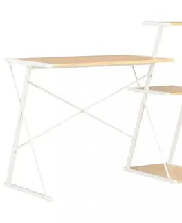 Pracovné stoly Písací stôl s policami drevotrieska / oceľ Dekorhome Čierna