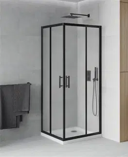 Vane MEXEN/S - Rio sprchovací kút štvorec 70x70, dekor, čierna + biela vanička so sifónom 860-070-070-70-30-4010B