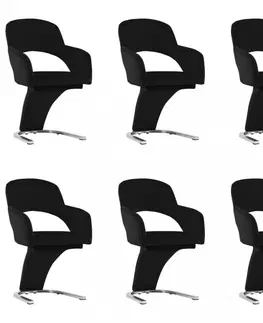 Jedálenské stoličky a kreslá Jedálenská stolička 6 ks zamat / chróm Dekorhome Sivá